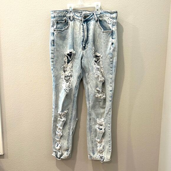 Almost Famous Ultra Distressed Denim Straight Jeans | Size 13 - Picture 1 of 6
